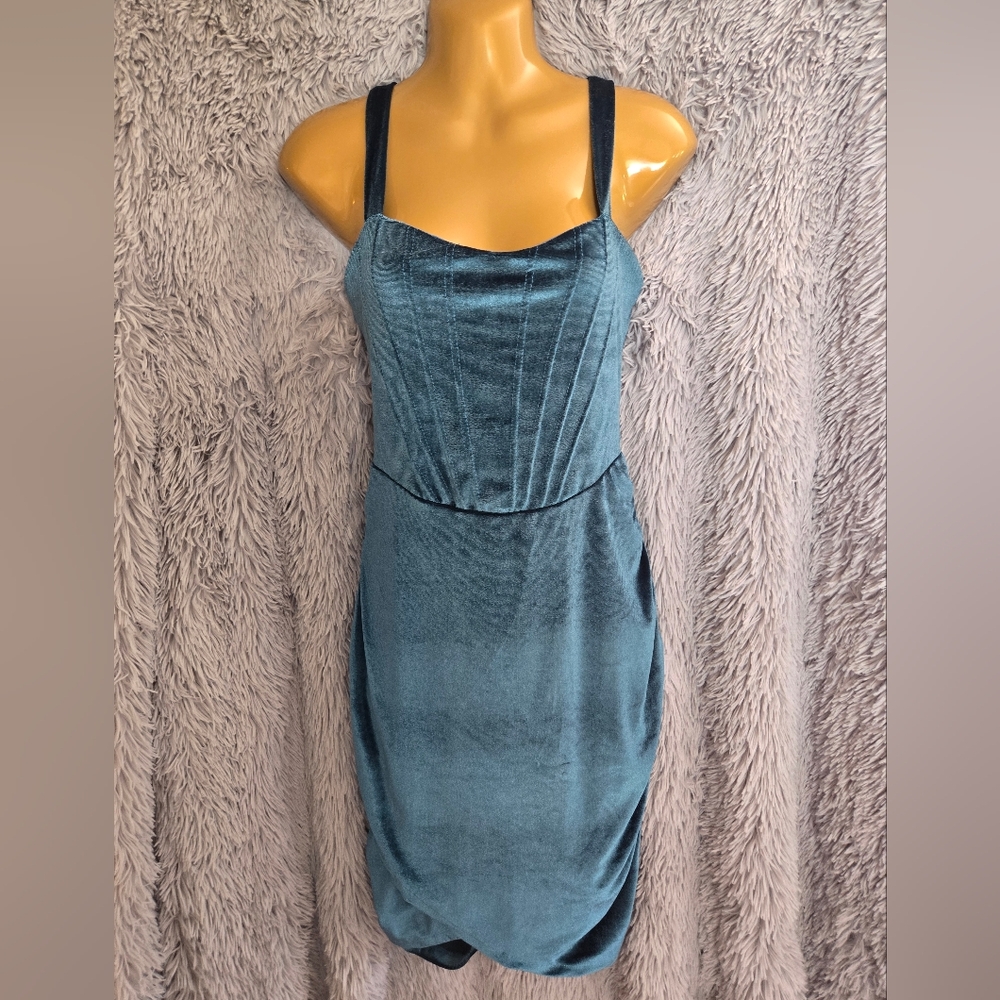 Teal Velvet Dress